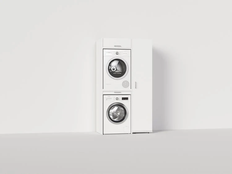Wastoren kastenwandset droger op wasmachine met lades wit 65x112x207cm
