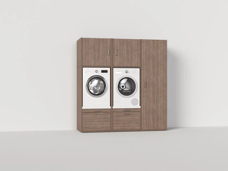Wastoren kastenwand met lades eiken 65x194x207cm
