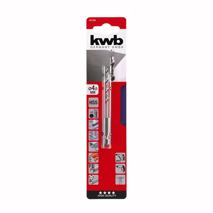 KWB HSS boor 1/4'' 6-kant Ø4mm