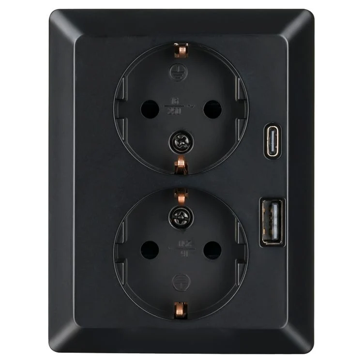 ION Industries inbouw stopcontactdoos met USB A/C 2-V randaarde zwart