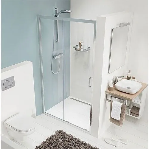 Sealskin Compact Schuifdeur in nis, 1200 mm, 6 mm helder veiligheidsglas