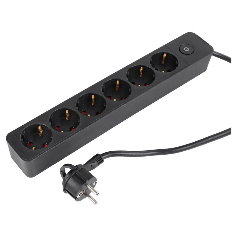 Q-Link stekkerdoos 6-voudig zwart 1,5m