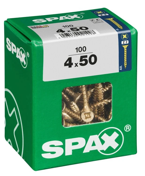 Spax schroef pozidrive verzinkt 4x50mm 100st