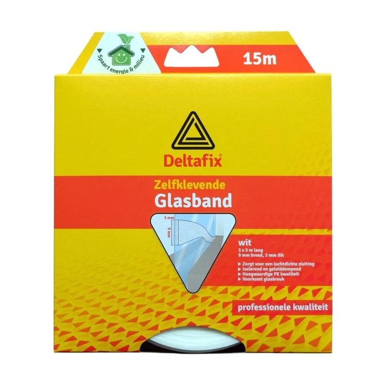 Deltafix glasband I-profiel polyester wit 9x3mm 15m