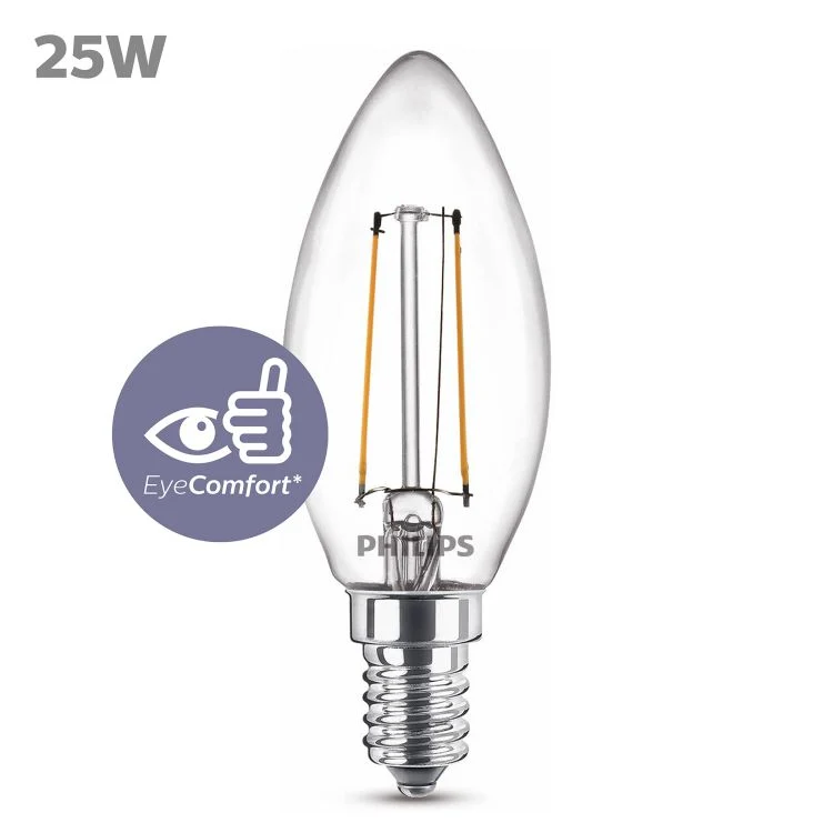 Philips LED lamp kaars E14 helder ww 2W 260LM