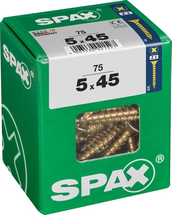 Spax schroef pozidrive verzinkt 5x45mm 75st