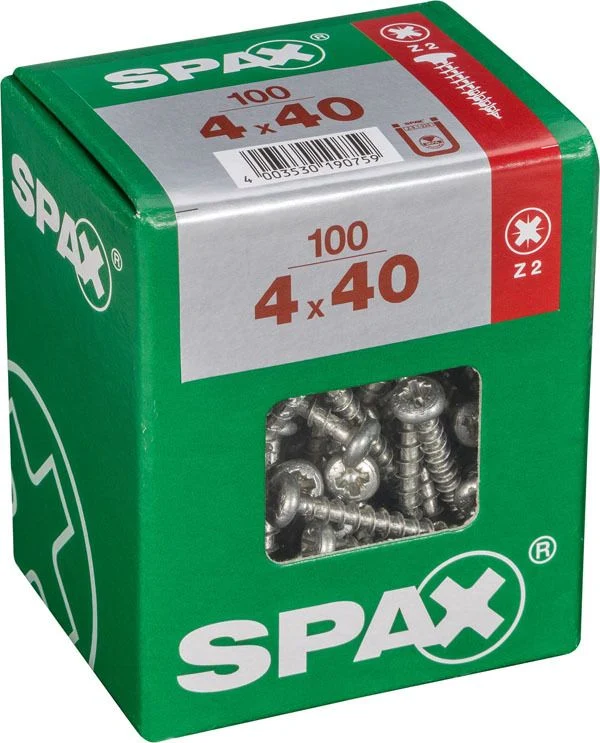 Spax schroef pozidrive bolkop 4x40mm 100st