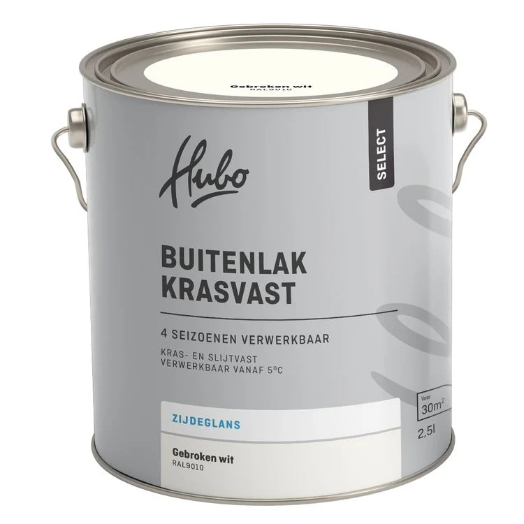 Hubo Select buitenlak zijdeglans RAL9010 gebroken wit 2,5L