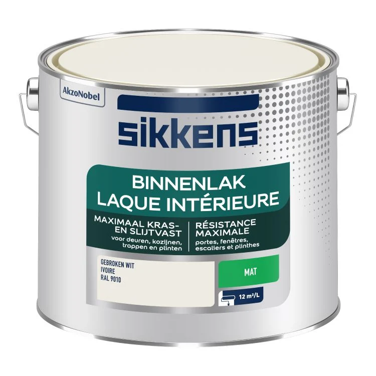 Sikkens lak mat RAL9010 gebroken wit 2,5L