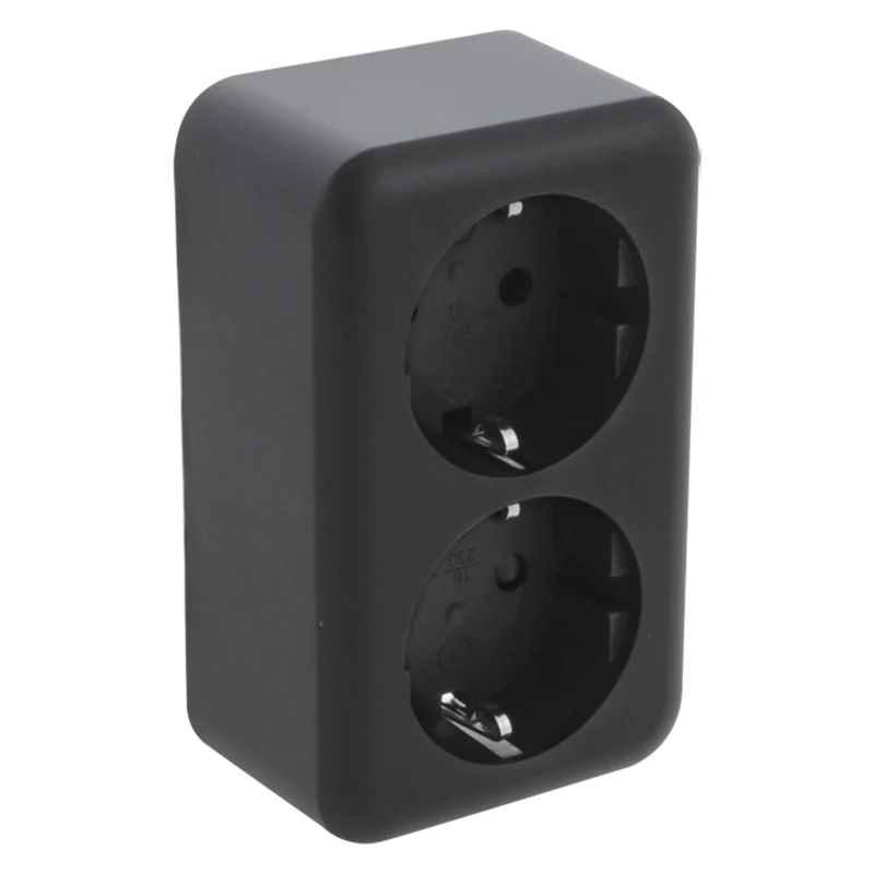 Q-Link opbouw stopcontact 2-voudig kindbeveiliging randaarde zwart