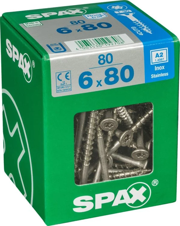Spax A2 schroef T-star plus verzonken kop 6x80mm 80st