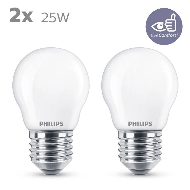 Philips LED lamp kogel E27 mat warm wit 2W 260LM 2st