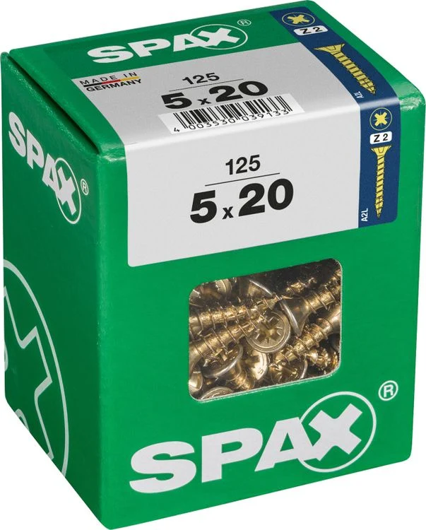 Spax schroef pozidrive verzinkt 5x20mm 125st