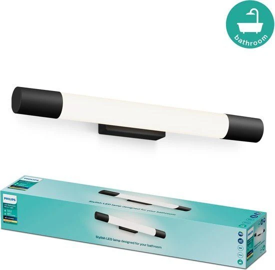 Philips spiegellamp Rover zwart kunststof rond