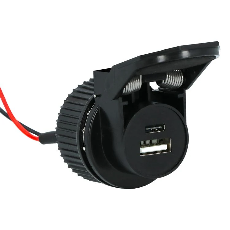 Carpoint inbouwcontactdoos USB-A/USB-C zwart 12/24V