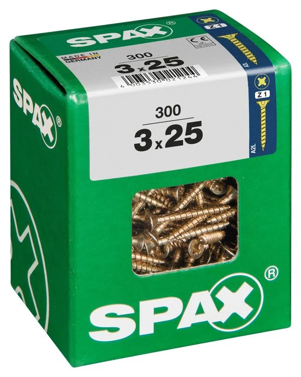Spax schroef pozidrive verzinkt 3x25mm 300st