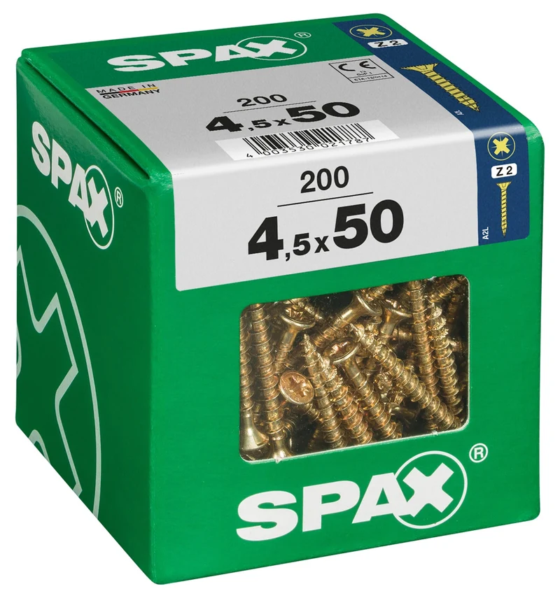 Spax schroef pozidrive verzinkt 4,5x50mm 200st