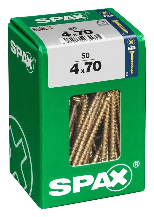 Spax schroef pozidrive verzinkt 4x70mm 50st
