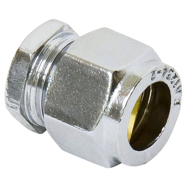 Sanivesk knelkoppeling eindstop metaal chroom 15mm