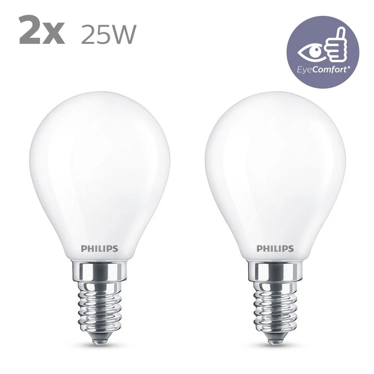 Philips LED lamp kogel E14 mat warm wit 2W 260LM 2st