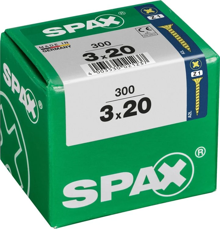 Spax schroef pozidrive verzinkt 3x20mm 300st