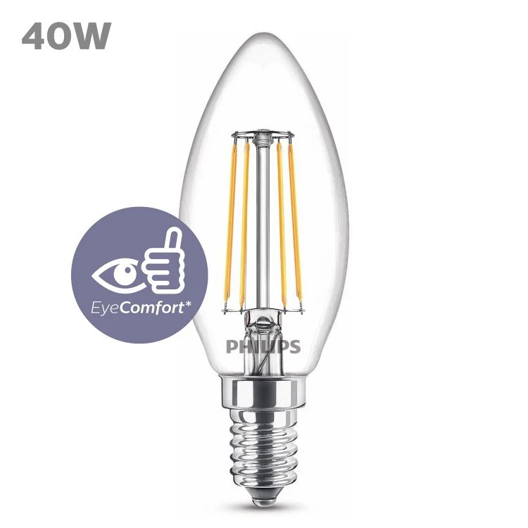 Philips LED lamp kaars E14 helder ww 3,4W 470LM