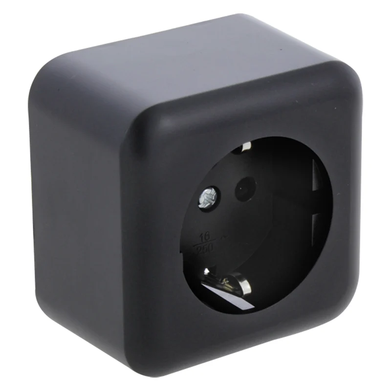 Q-Link opbouw stopcontact 1-voudig kindbeveiliging randaarde zwart