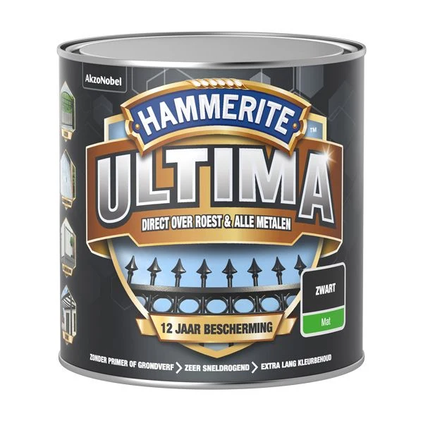 Hammerite Ultima metaallak mat zwart 250ml