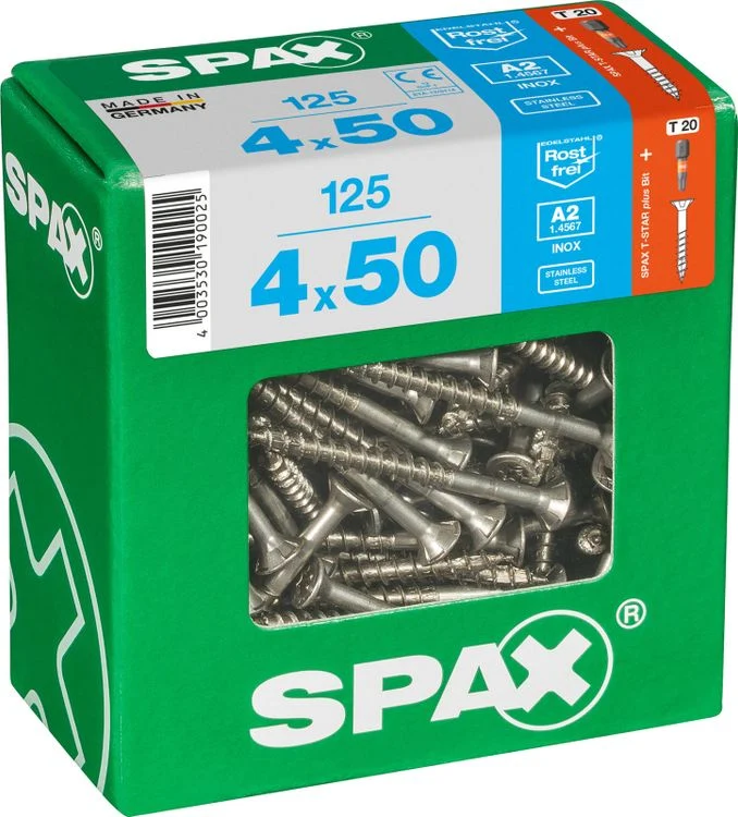 Spax A2 schroef T-star plus verzonken kop 4x50mm 125st