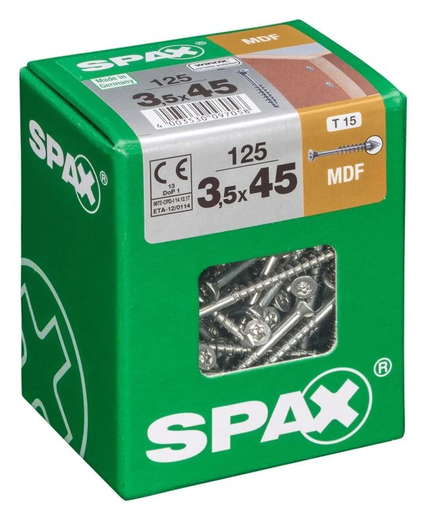 Spax mdf-schroef T-star plus platkop 3,5x45mm 125st