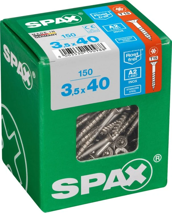 Spax A2 schroef T-star plus verzonken kop 3,5x40mm 150st