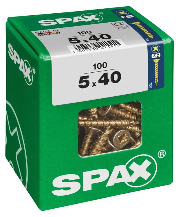 Spax schroef pozidrive verzinkt 5x40mm 100st