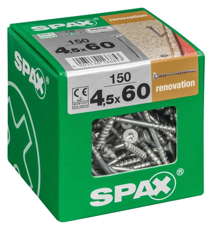 Spax renovatieschroef T-star plus platkop 4,5x60mm 150st