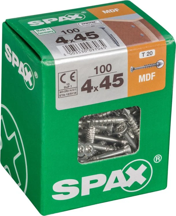 Spax mdf-schroef T-star plus platkop 4x45mm 100st