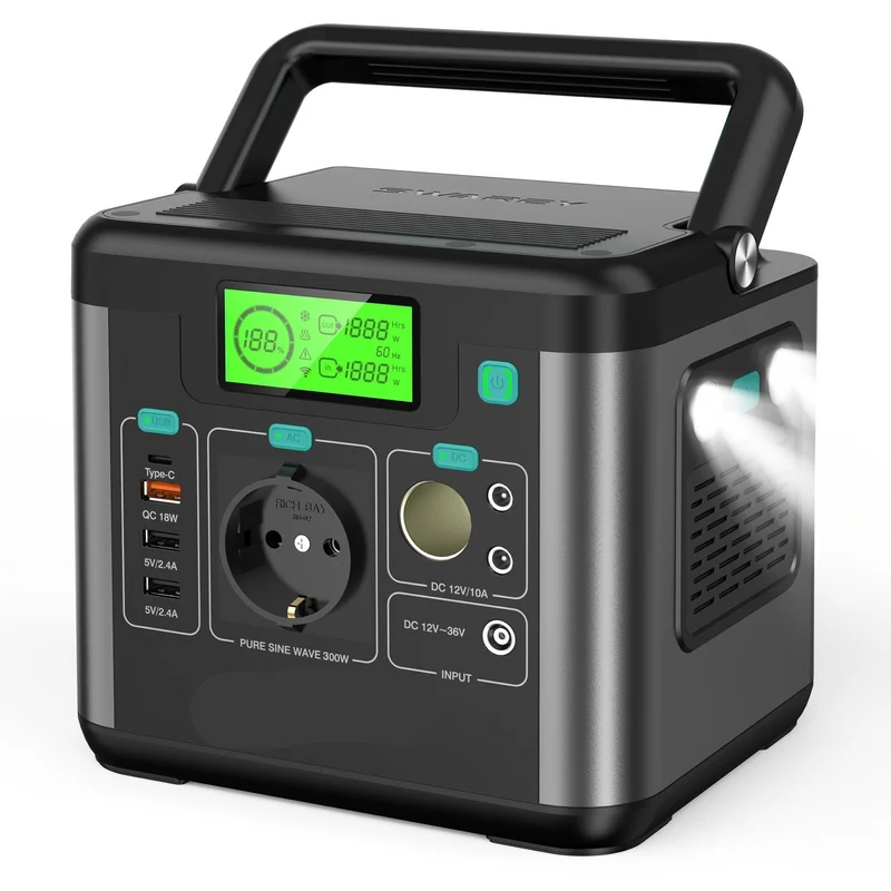 Mobiele Powerstation – Draagbare Accu – Outdoor Stroomvoorziening – Camping Energie – 222 Wh Capaciteit – 300 W Output
