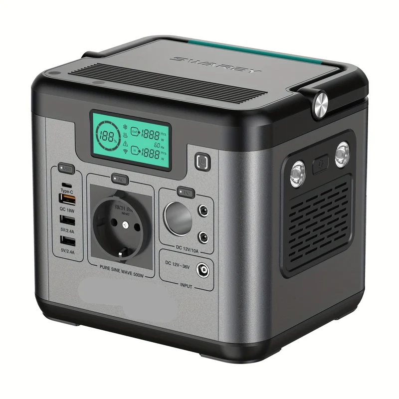 Draagbare Powerstation – Powerbank – Mobiele Accu – Externe Batterij – Compact – 518Wh Lithiumbatterij – Snelladen USB-C 65W