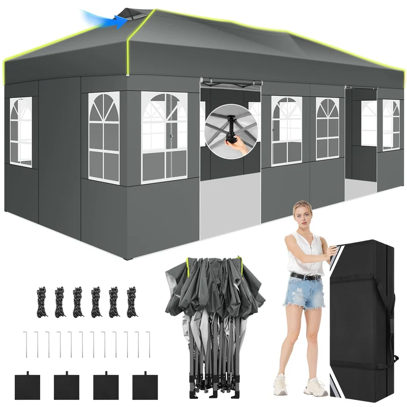 Pop-Up Partytent – Evenemententent – Partytent – Tent Met Zijwanden – 3×6 Meter – Aluminium Frame