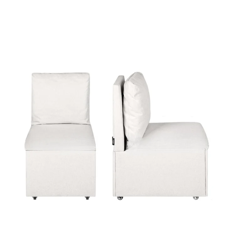 Eetkamerstoelen – Gestoffeerde Stoelen – Stoelen Met Wielen – Opbergruimte Stoelen – Zacht Kunstlinnen – Houten Frame – 24 Liter Opbergvak - Beige