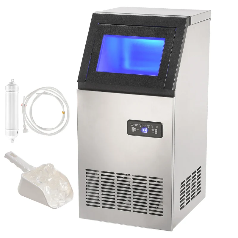 IJsautomaat – IJsmaker – IJsblokjesmachine – Ijsmachine – Compact Design – 110lbs Per Dag – Roestvrij Staal