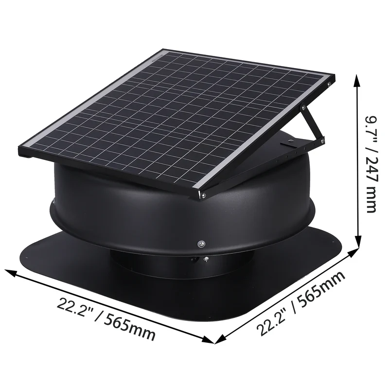 Zonne-Energie Ventilator – Zolderventilator – Duurzame Ventilator – Energiezuinige Ventilator – Zonnepaneel – 1230 CFM – Automatische Temperatuurregeling