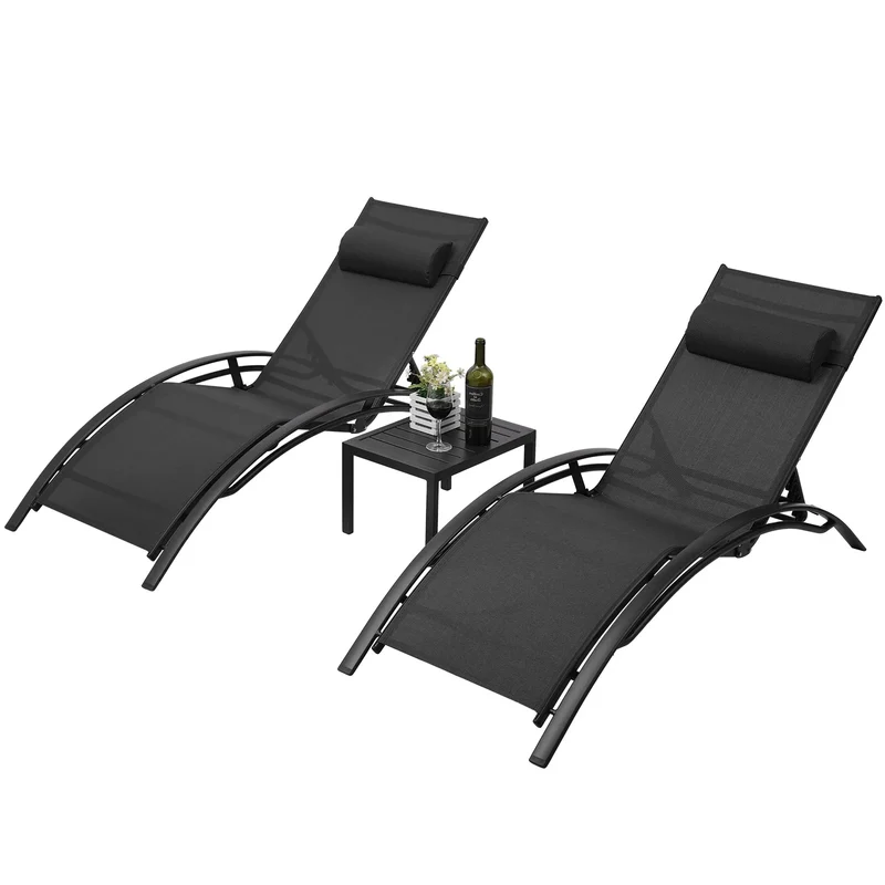 Verstelbare Ligstoel Set – Aluminium Ligstoel – Ligbed Buiten – Tuinmeubilair – Lichtgewicht Frame – Textilene Bekleding
