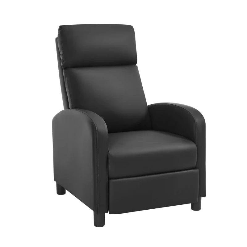 Relaxfauteuil – Lounge Stoel – Relaxstoel – Fauteuil – Verstelbare Rugleuning – Metaalframe – Waterafstotend Kunstleer - Zwart leer
