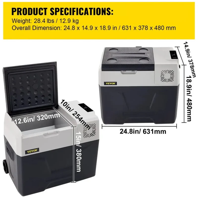 Mobiele Koelbox – Draagbare Koelbox – Elektrische Koelbox – Autokoelbox – Camping Koelbox – 40 Liter Inhoud – Digitale Temperatuurregeling
