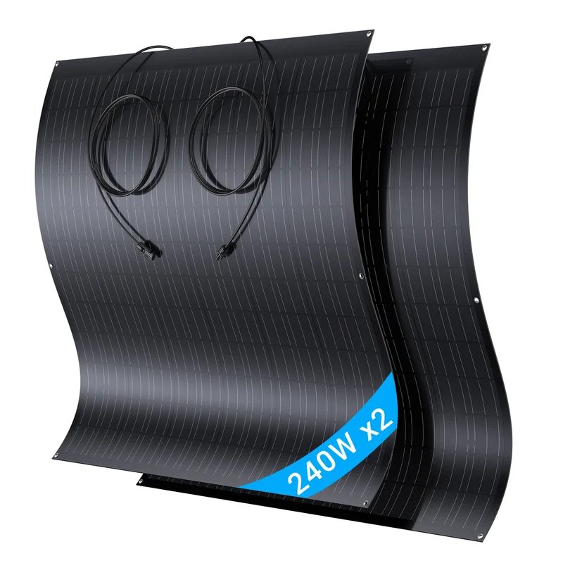 Flexibel Zonnepaneel – Dun Zonnepaneel – Lichtgewicht Zonnepaneel – Buigbaar Zonnepaneel – 960W Vermogen – Monokristallijn – Waterdicht IP67 - 2 Stuks