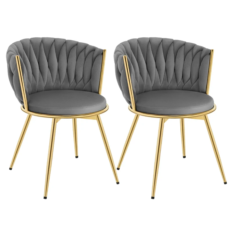Draaibare Eetkamerstoelen – Eetkamerstoelen – Stoelen – Draaistoelen – Velvet Bekleding – 360° Draaibaar – Metalen Frame - Donkergrijs