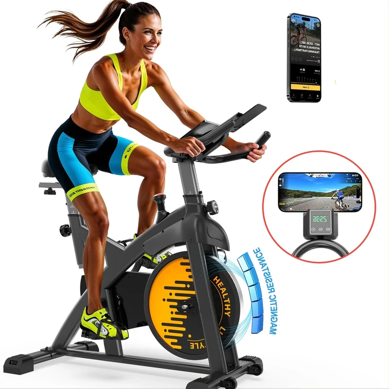Hometrainer – Fitnessfiets – Exercisefiets – Magnetische Fiets – Stil Werkend – Verstelbaar Zadel – Bluetooth Connectiviteit