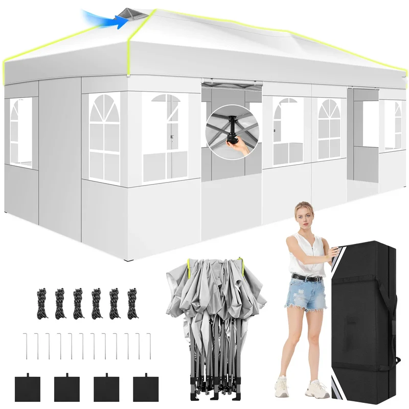 Partytent – Opvouwbare Tent – Buiten Tent – Tuin Tent – 3x6 Meter – Waterdicht – UV-Bestendig - Wit