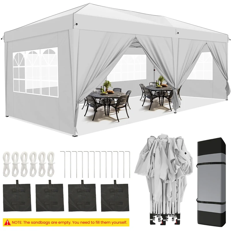 Pop-Up Partytent – Partytent – Evenemententent – Tuinentent – Markttent – Waterdicht Oxford Doek – Stevig Stalen Frame - Wit