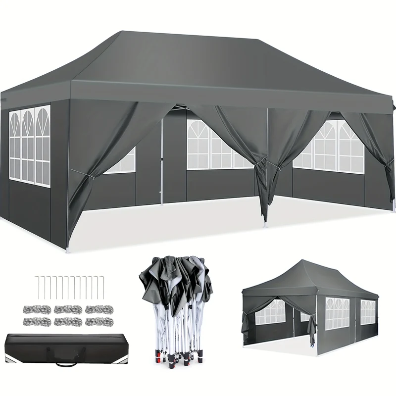 Pop-Up Partytent – Tuinkamer – Evenemententent – Markt Tent – BBQ Tent – 3,05x6,1 Meter – 6 Afneembare Zijwanden