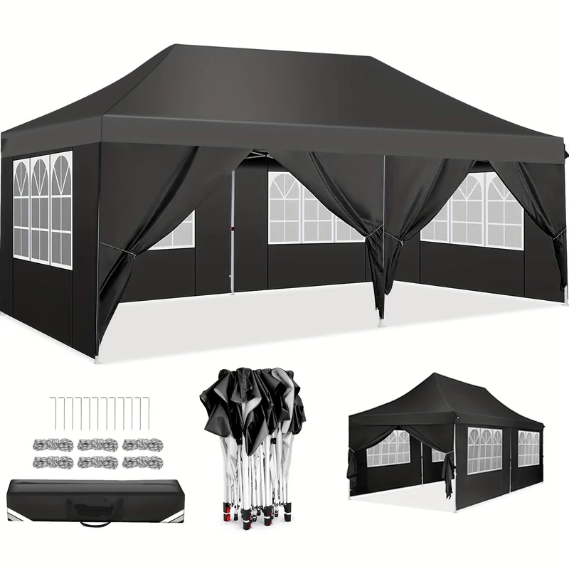 Pop-up Tent – Buitentent – Partytent – Markt Tent – Afneembare Zijwanden – Stevig Lichtgewicht Frame – 3,05x6,1 Meter